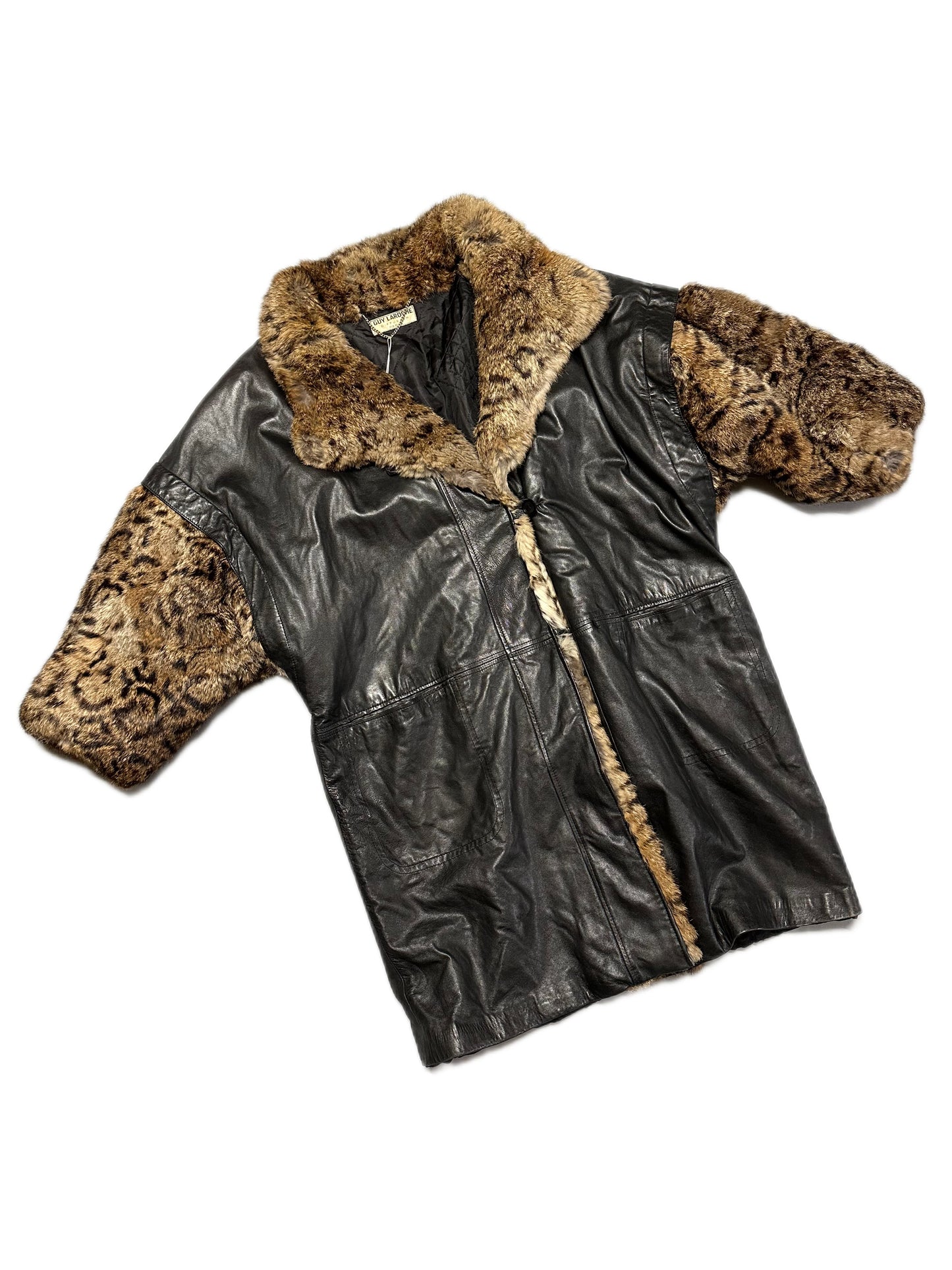 Manteau en Cuir & Fourrure Guy Laroche