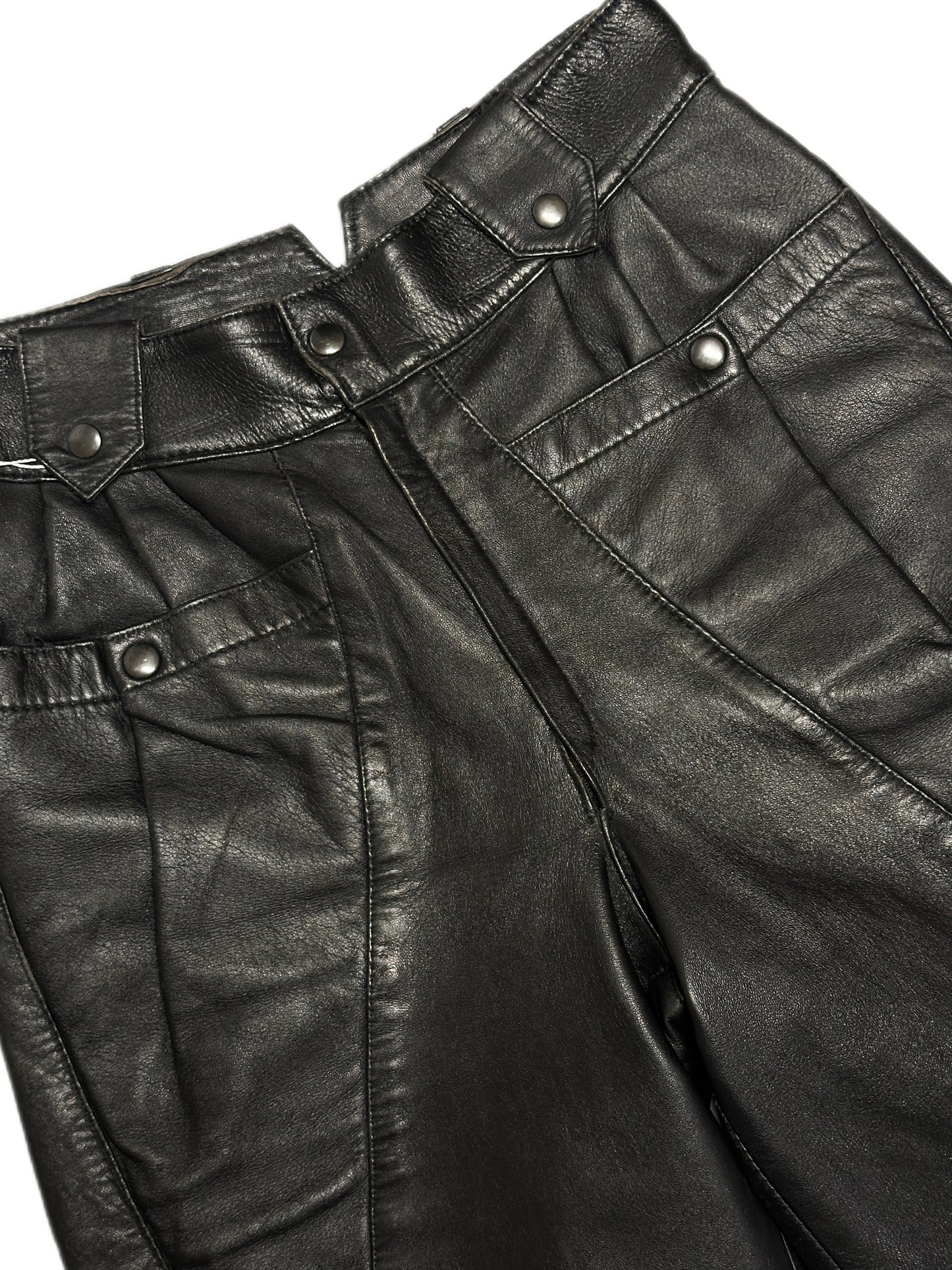 Pantalon en Cuir à Passants