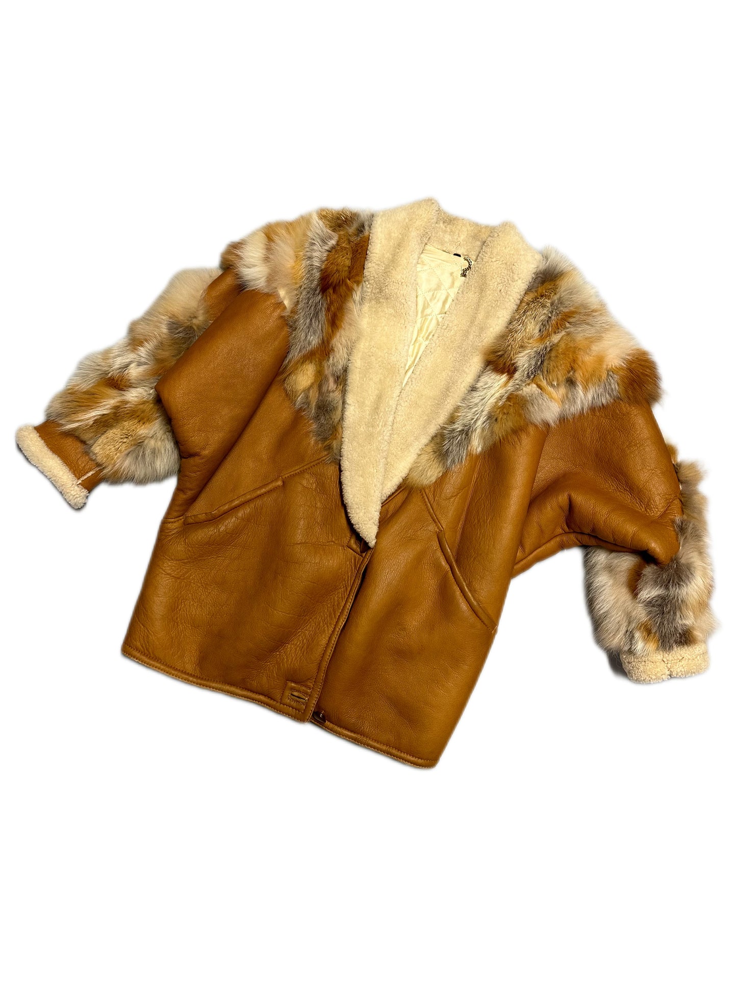 Peau Lainée avec Fourrure Camel