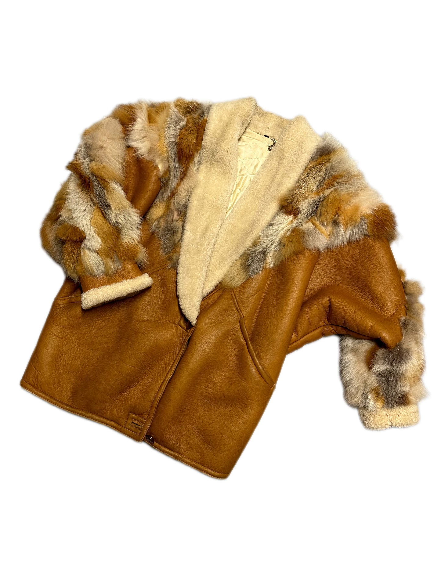Peau Lainée avec Fourrure Camel
