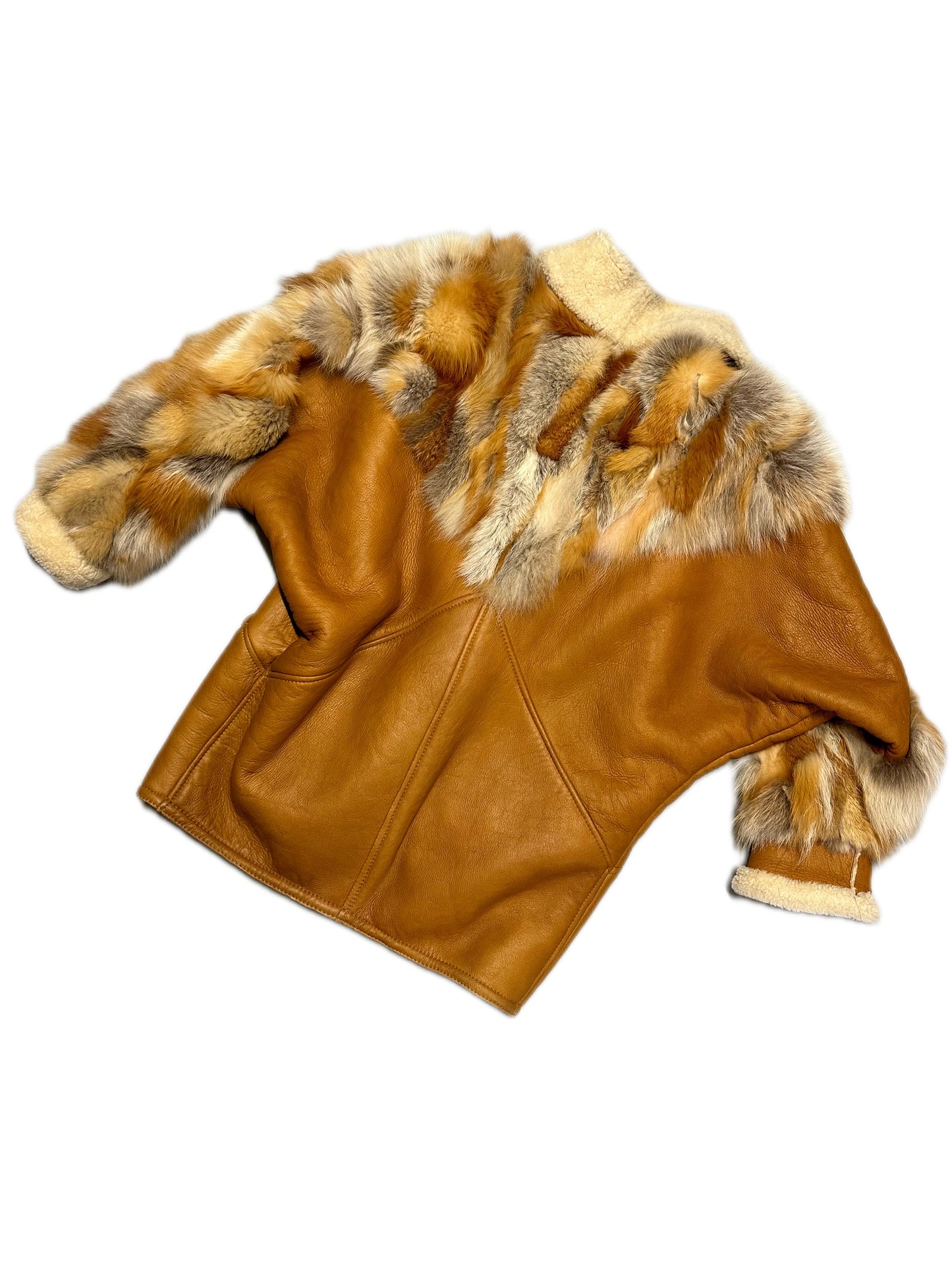 Peau Lainée avec Fourrure Camel