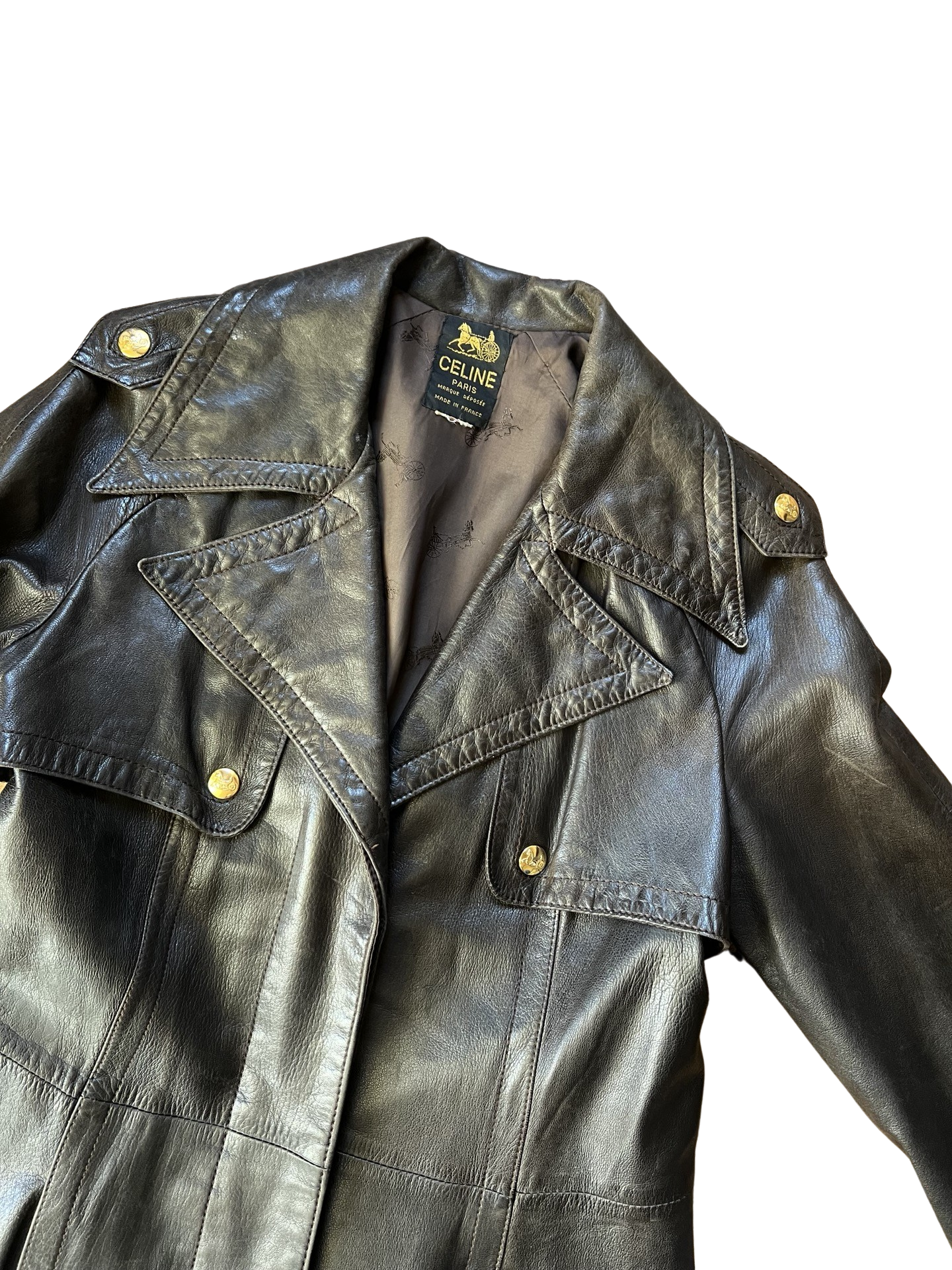 Celine Brown Leather Trench