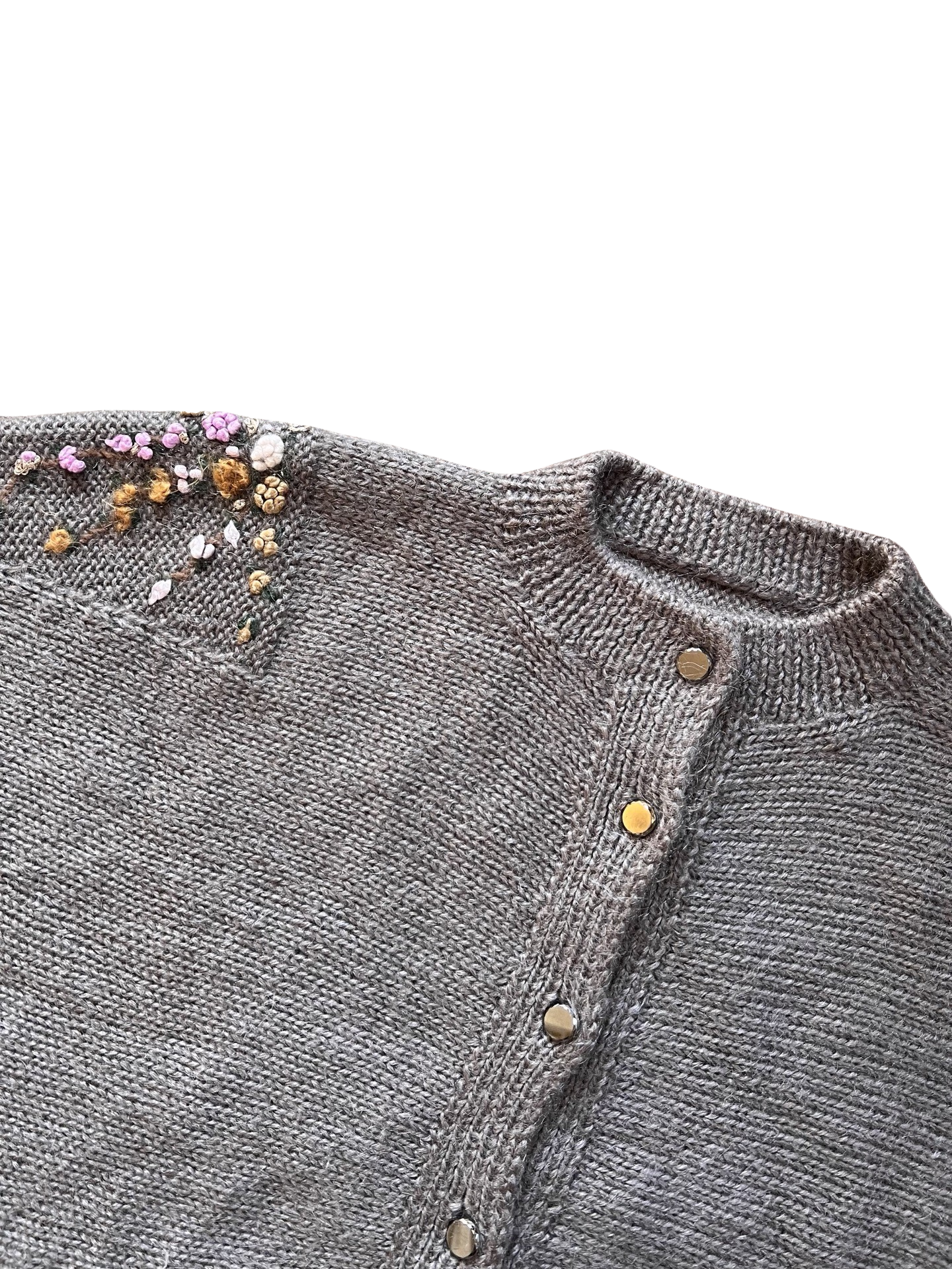 Embroidered Brown Cardigan