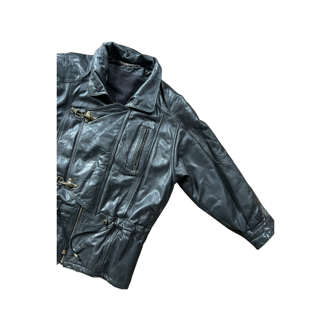 Black Biker Leather with Hood