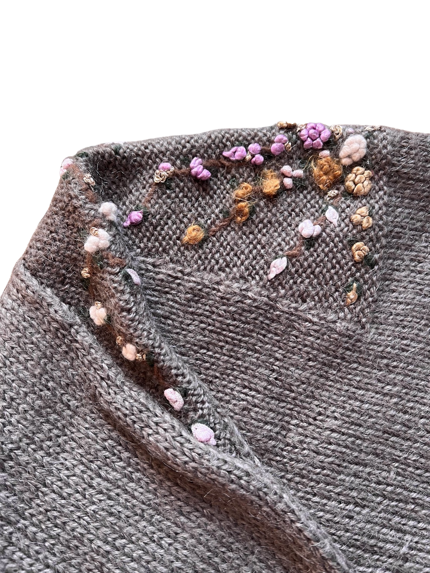 Embroidered Brown Cardigan
