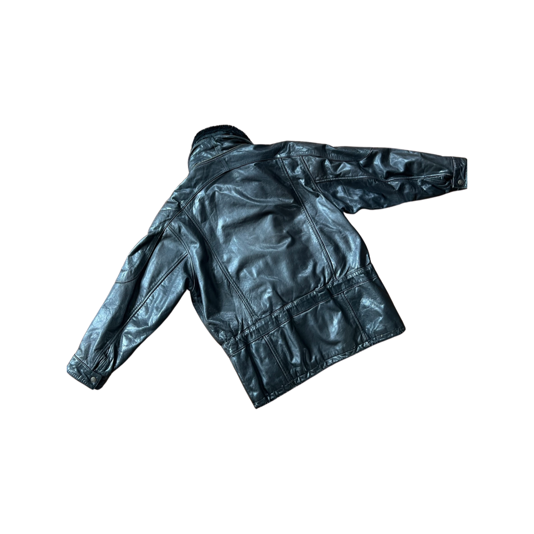 Black Biker Leather with Hood