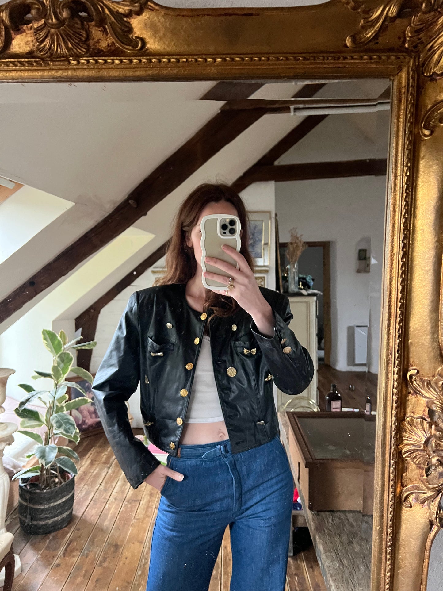 Cropped Leather Jacket 80s