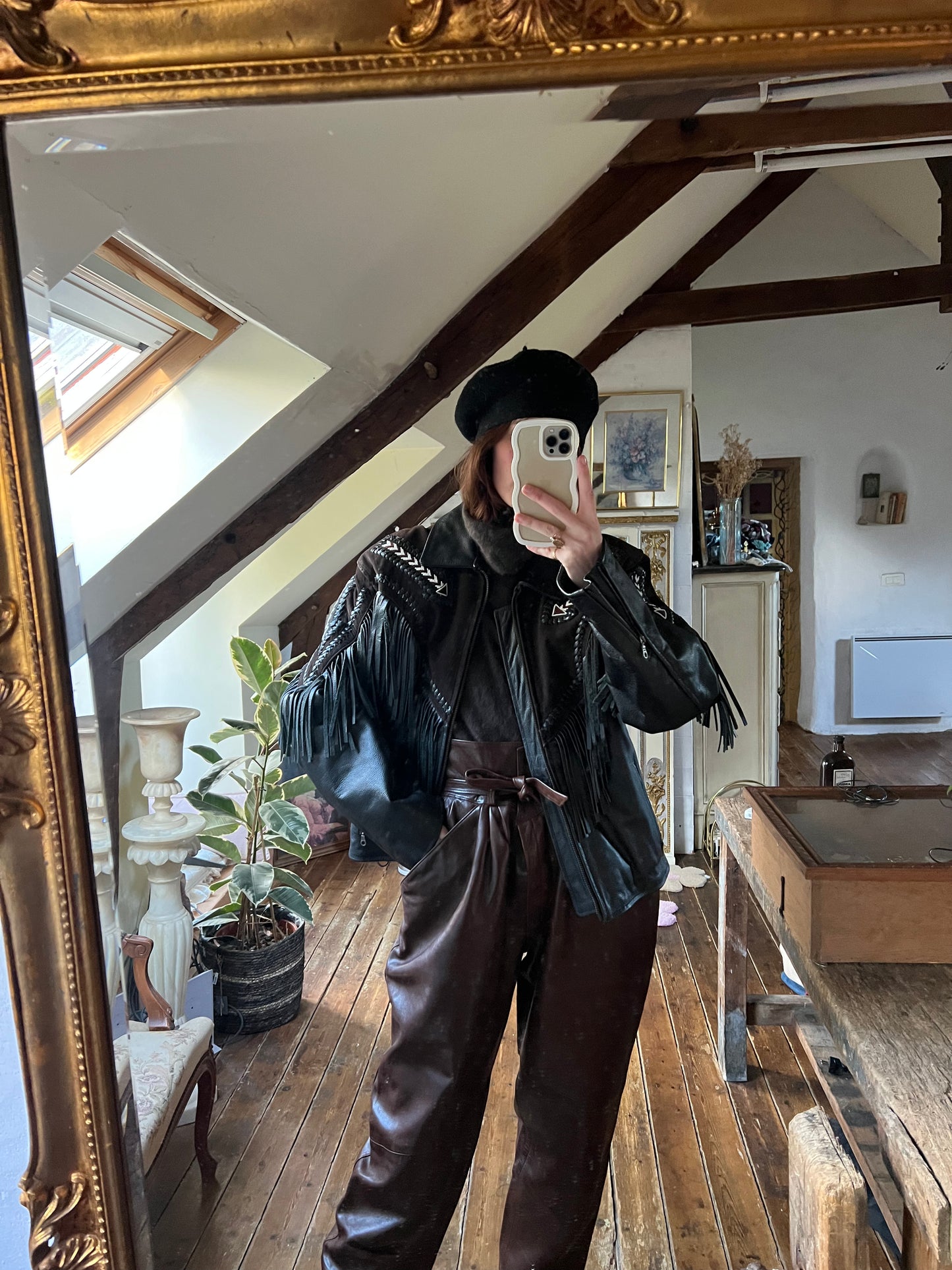 Leather Jacket with Fringes