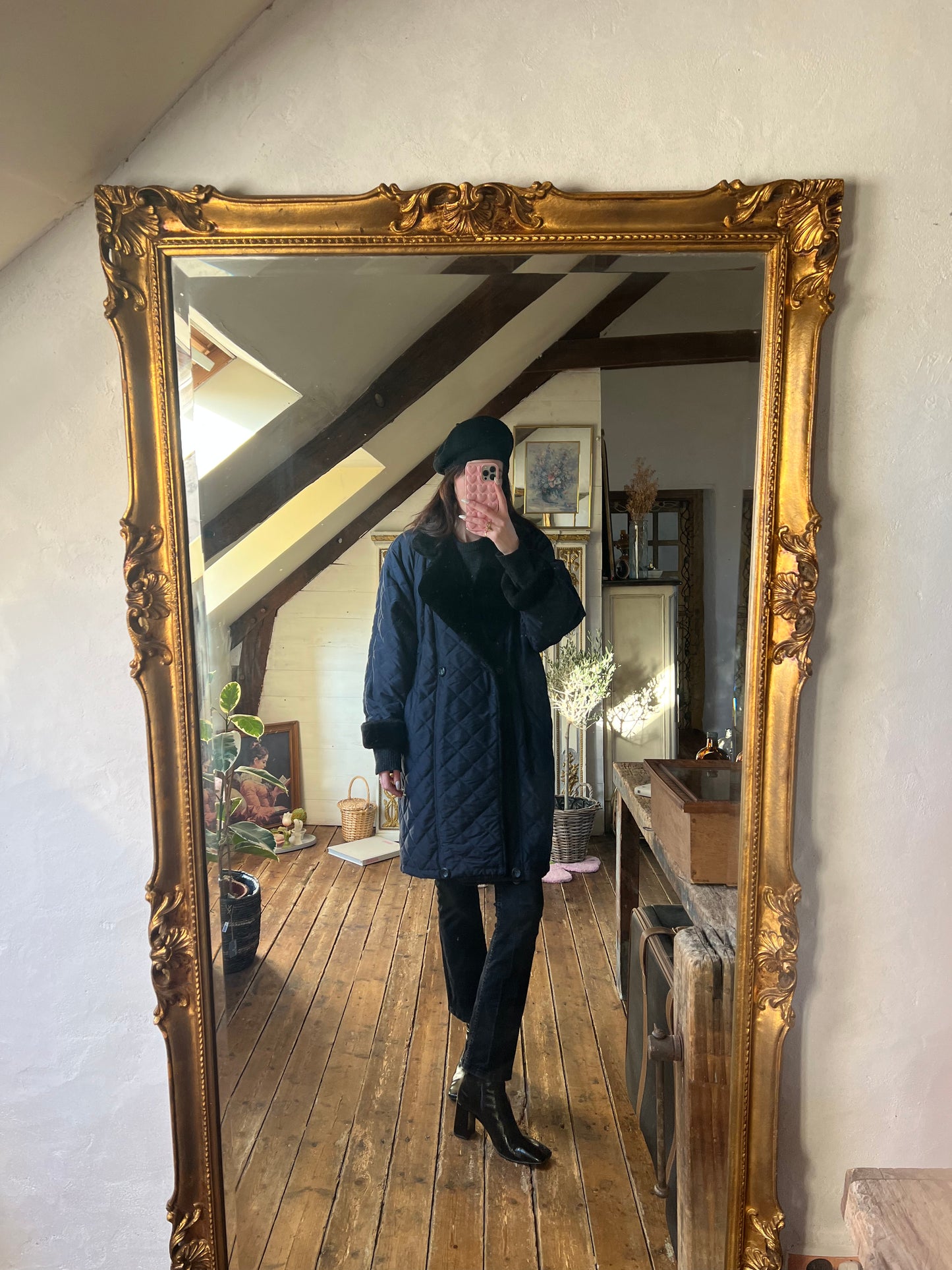 Navy Quilted Coat