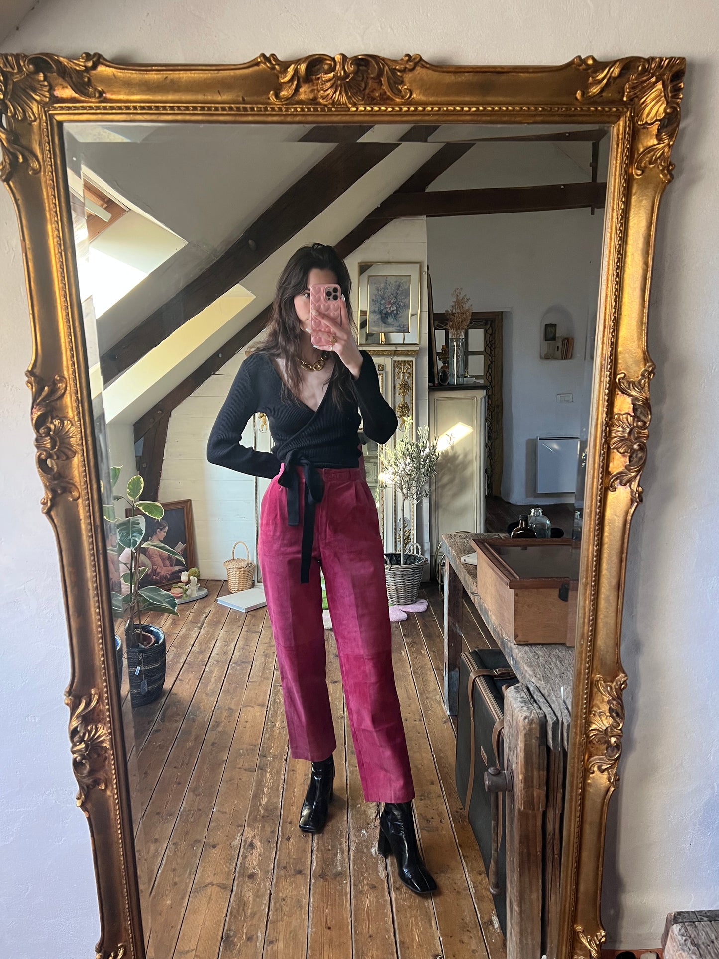 Leather Pink Pant