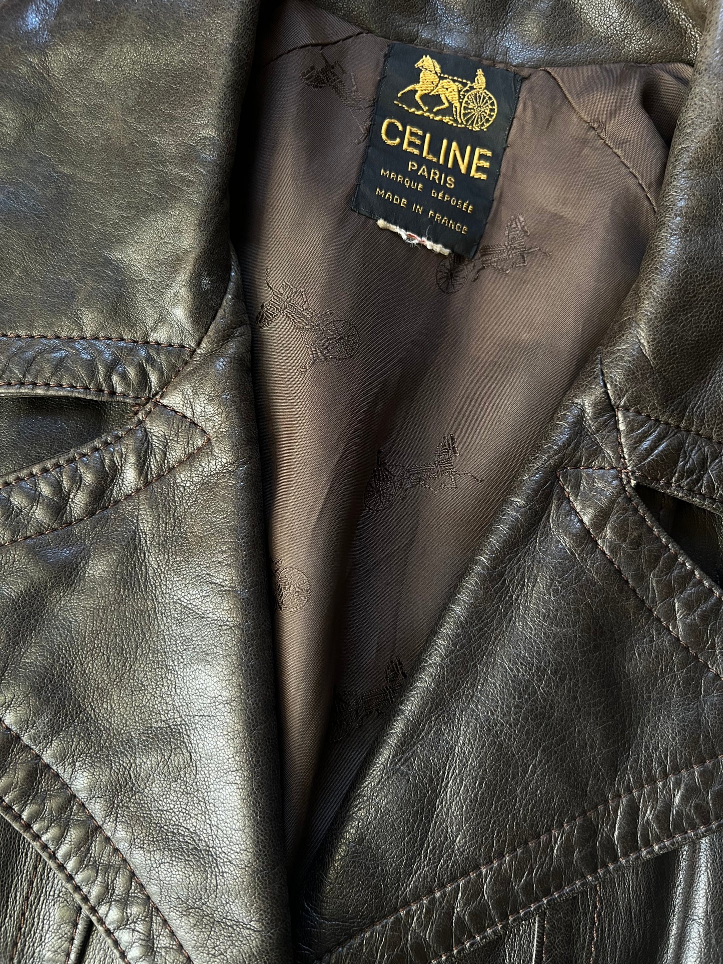 Celine Brown Leather Trench