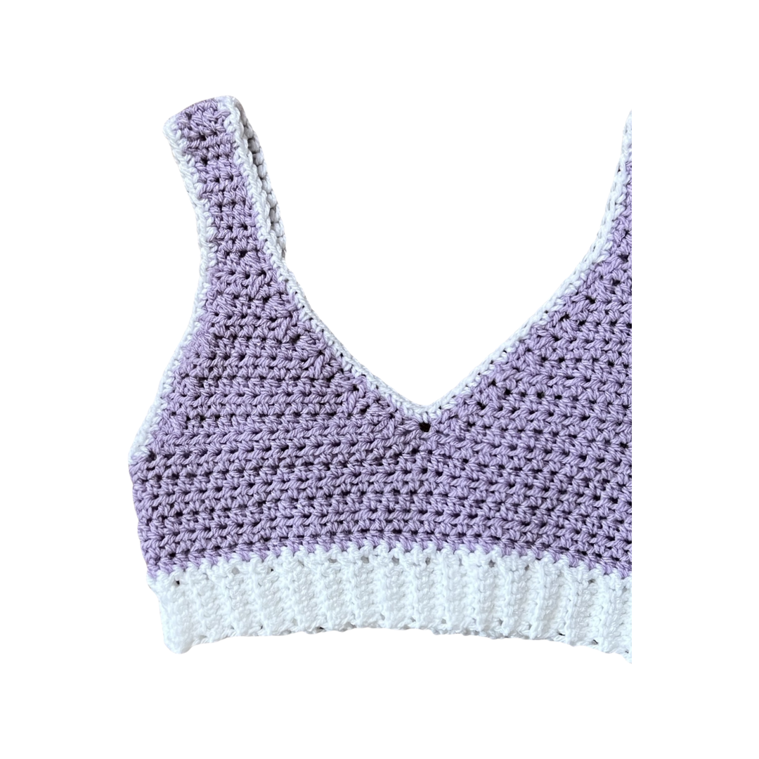 Lila & White Crochet Crop Top